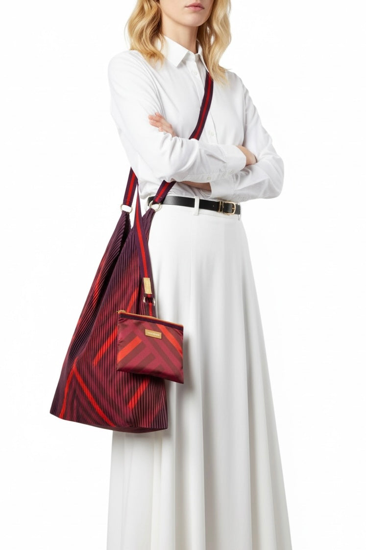 Multitudes - Τσάντα Y Πλισέ «Stefania» & Pochette από Σατέν 30x60 εκ.