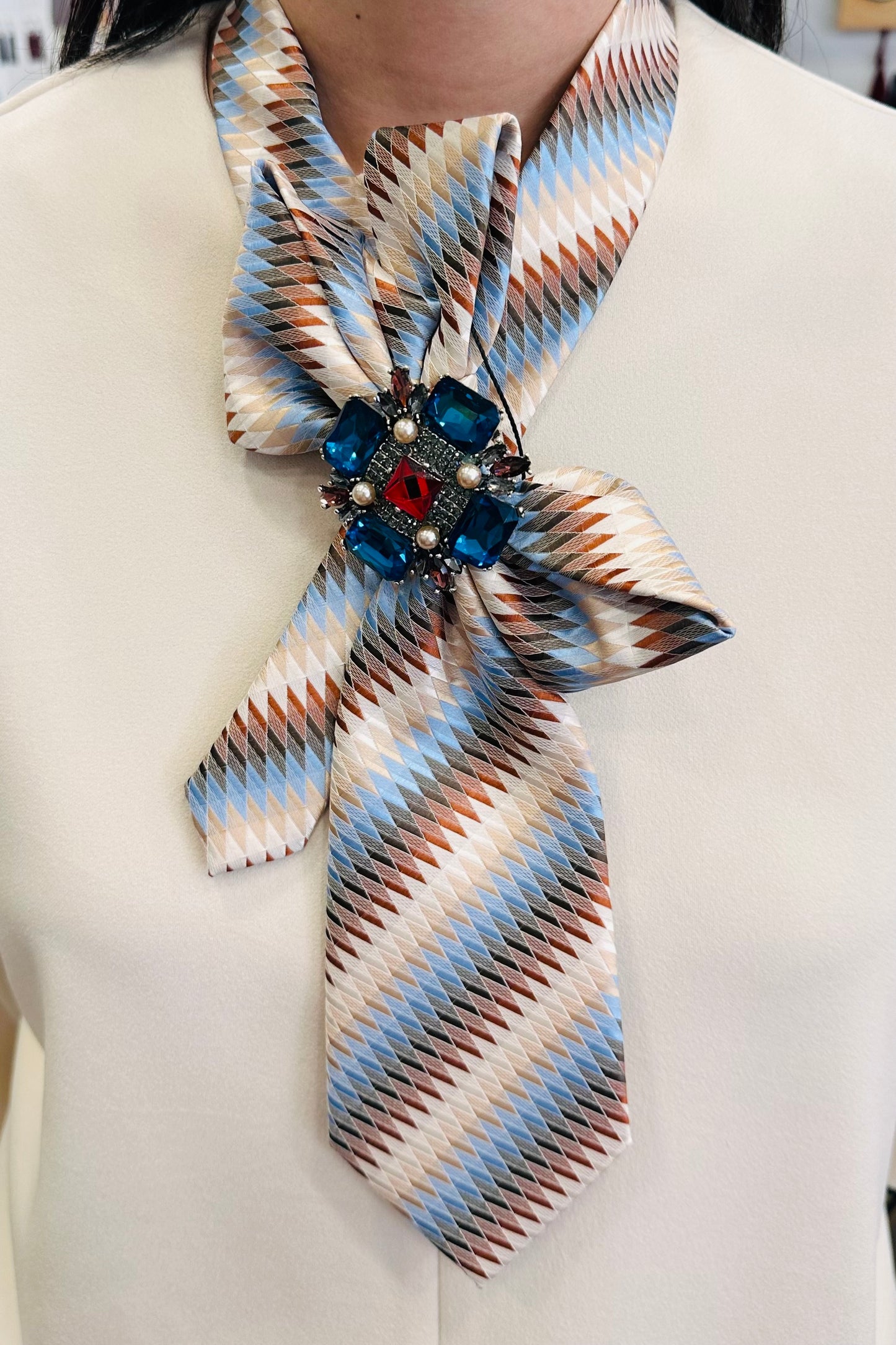 My Dandy- Earthly Delight Ascot Necktie Mε Ζακάρ Μοντέρνο Μοτίβο Από Ρίγες