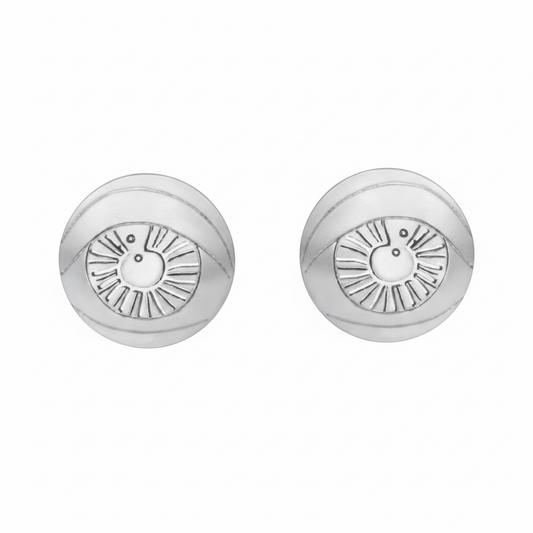 Pavlina Verouki Classic Round Eyes -  Σκουλαρίκια Μικρά Μάτια Ασημί