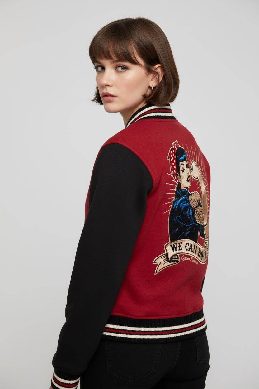 Queen Kerosin - Κολεγιακό Τζάκετ «We Can Do It» Κόκκινο