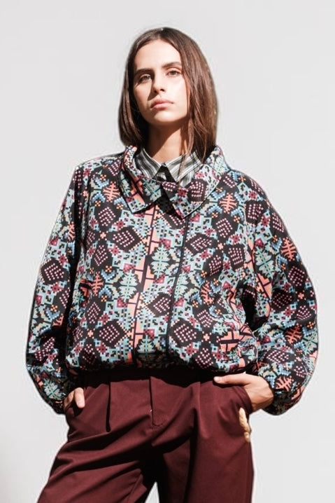 New Age - Anemos Πανωφόρι Bomber Με Γεωμετρικό Print