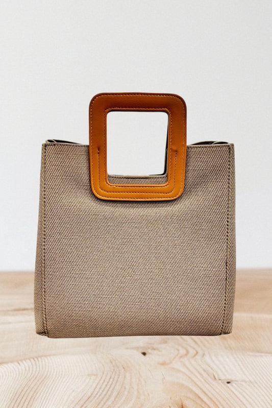 Charizma - Τσάντα Χειρός, Ώμου & Χιαστί σε Ανοιχτό Γκρι Υφασμάτινη Υφή με Τετράγωνη Λαβή