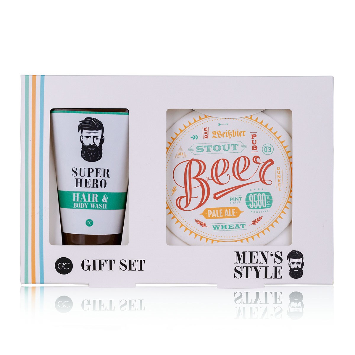 Accentra - Ανδρικό πακέτο περιποίησης με hair & body wash 100ml & 2 χρωματιστά σουβέρ