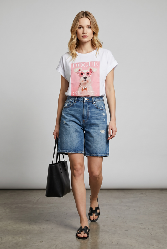 Charizma - Λευκό Μακό T-Shirt με Στάμπα Westin Pink Lady