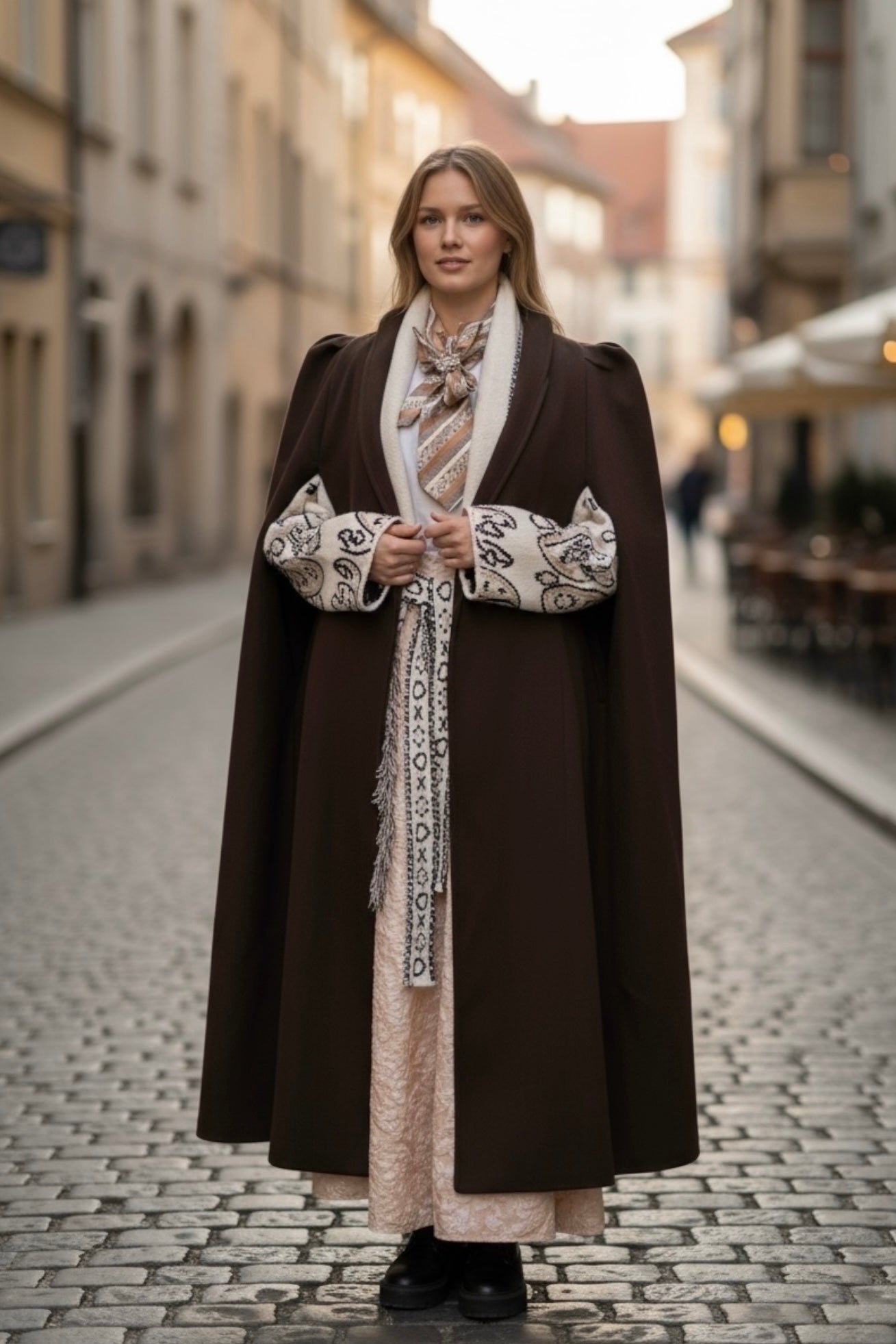 Charizma - Μακριά Κάπα Καφέ Σκούρο