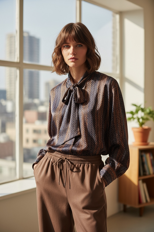 Figaro - Μπλε Πουκάμισο με Γιάλαδες & Κορδέλα στον Λαιμό