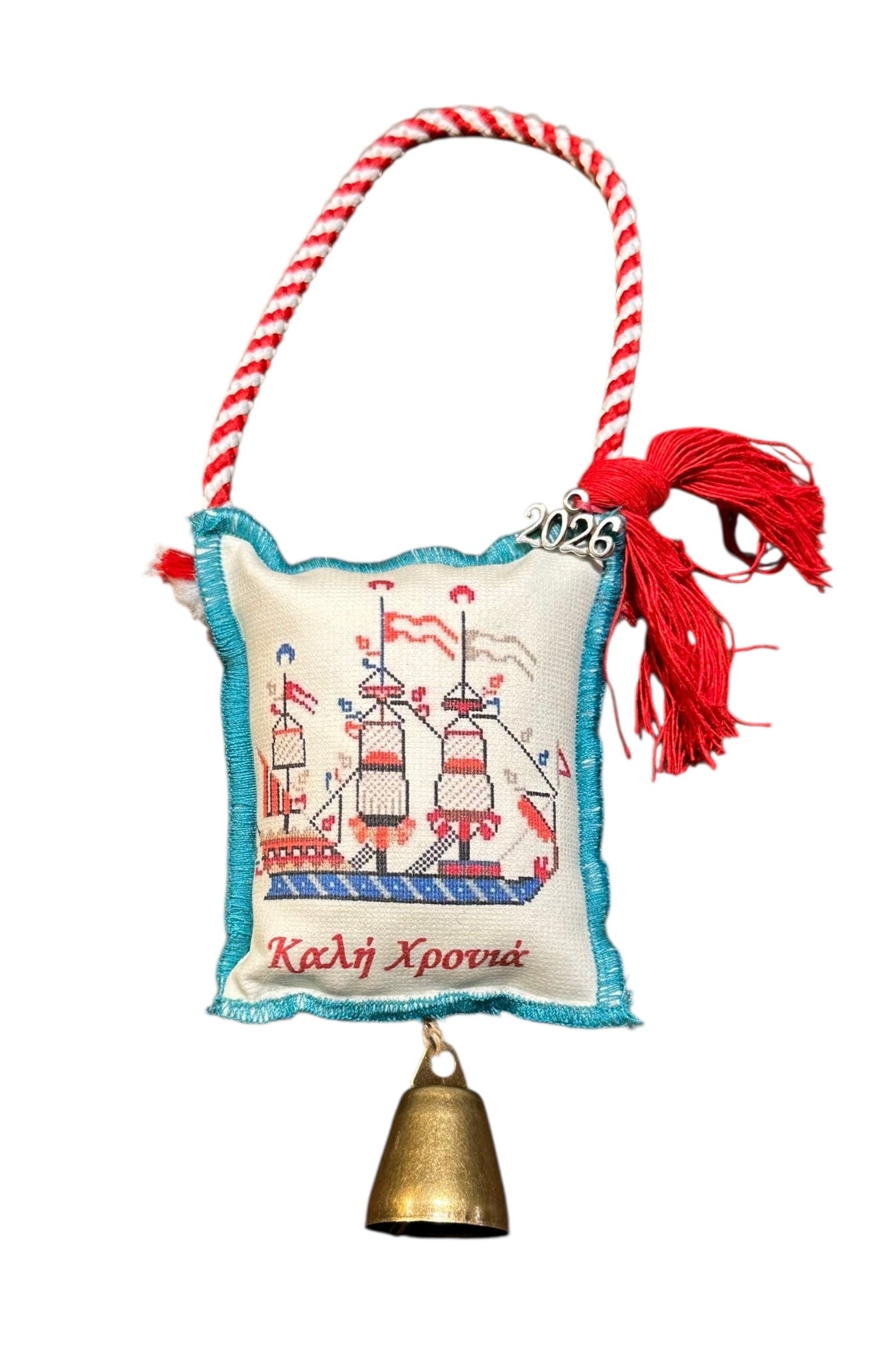 Maria Davilla - Χειροποίητο Γούρι Μαξιλαράκι Με Κουδουνάκι Καλή Χρονιά