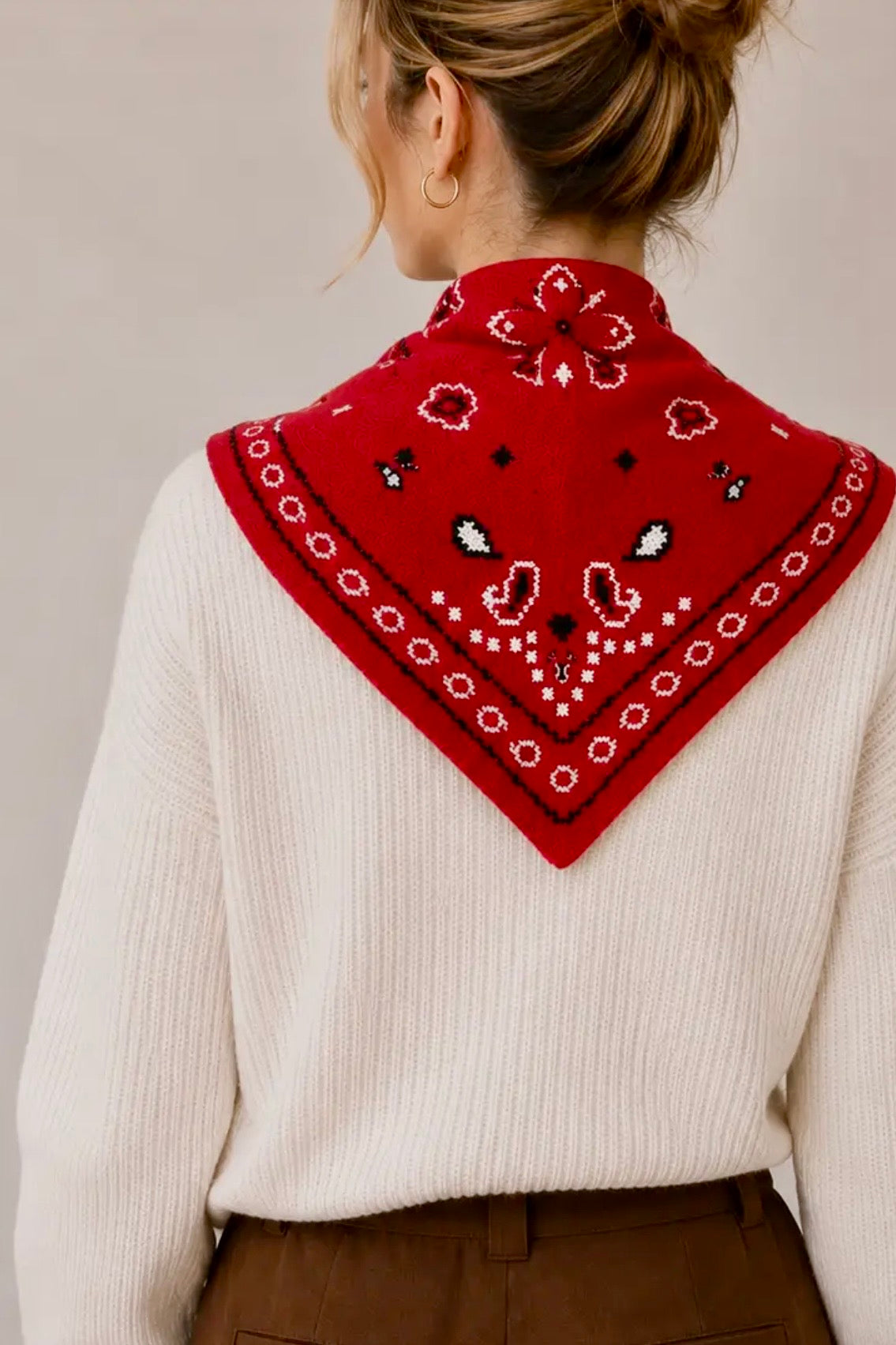 Lineta - Παχύ Τριγωνικό Μαντήλι Red Bandana 102x36 cm