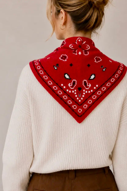 Lineta - Παχύ Τριγωνικό Μαντήλι Red Bandana 102x36 cm