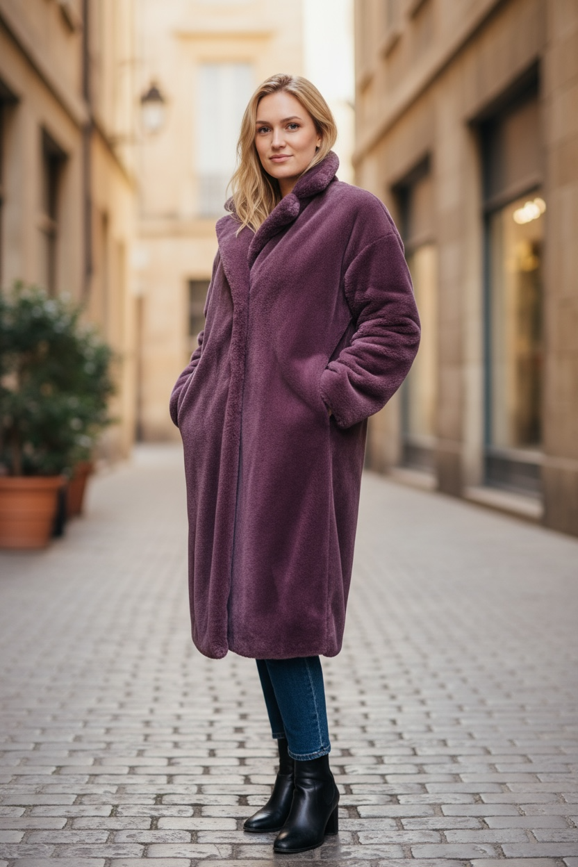 New Age - Παλτό Γούνα Μωβ