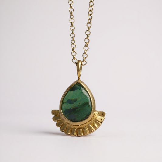 Tonia Makri - Χειροποίητο Επίχρυσο Ασημένιο Κολιέ με ημιπολύτιμους λίθους