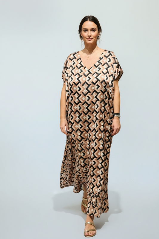 Anlyta - Oversized Καφτάνι Silk Touch Tally Candy Choco