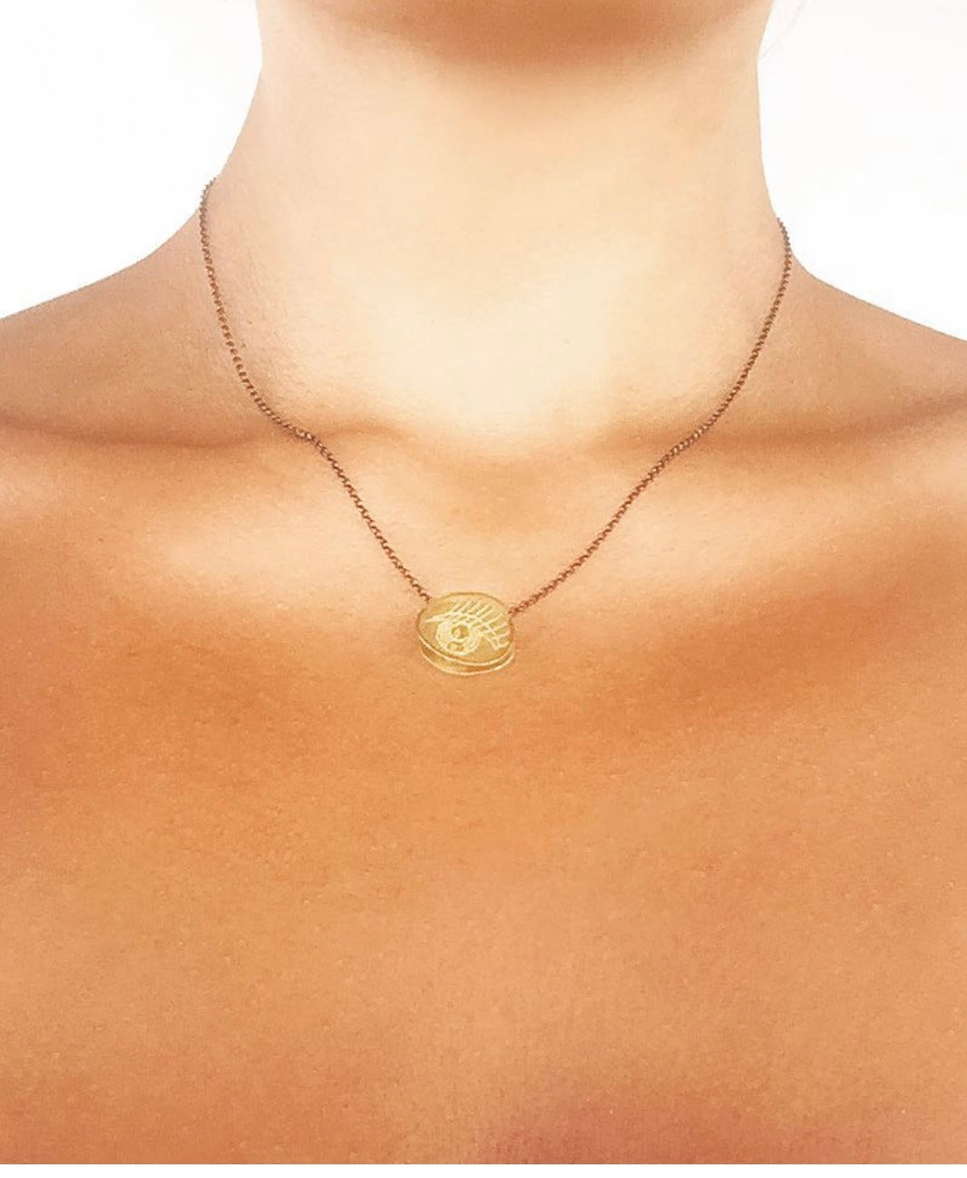 Pavlina Verouki Classic Eyes -  Ασημένιο Κολιέ Με Αλυσίδα Διπλής Όψης Μάτι