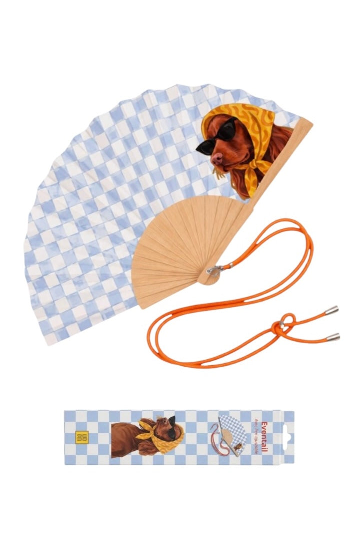 Woom – Vichy Dog Βεντάλια με Λουράκι Ώμου & Gift Box