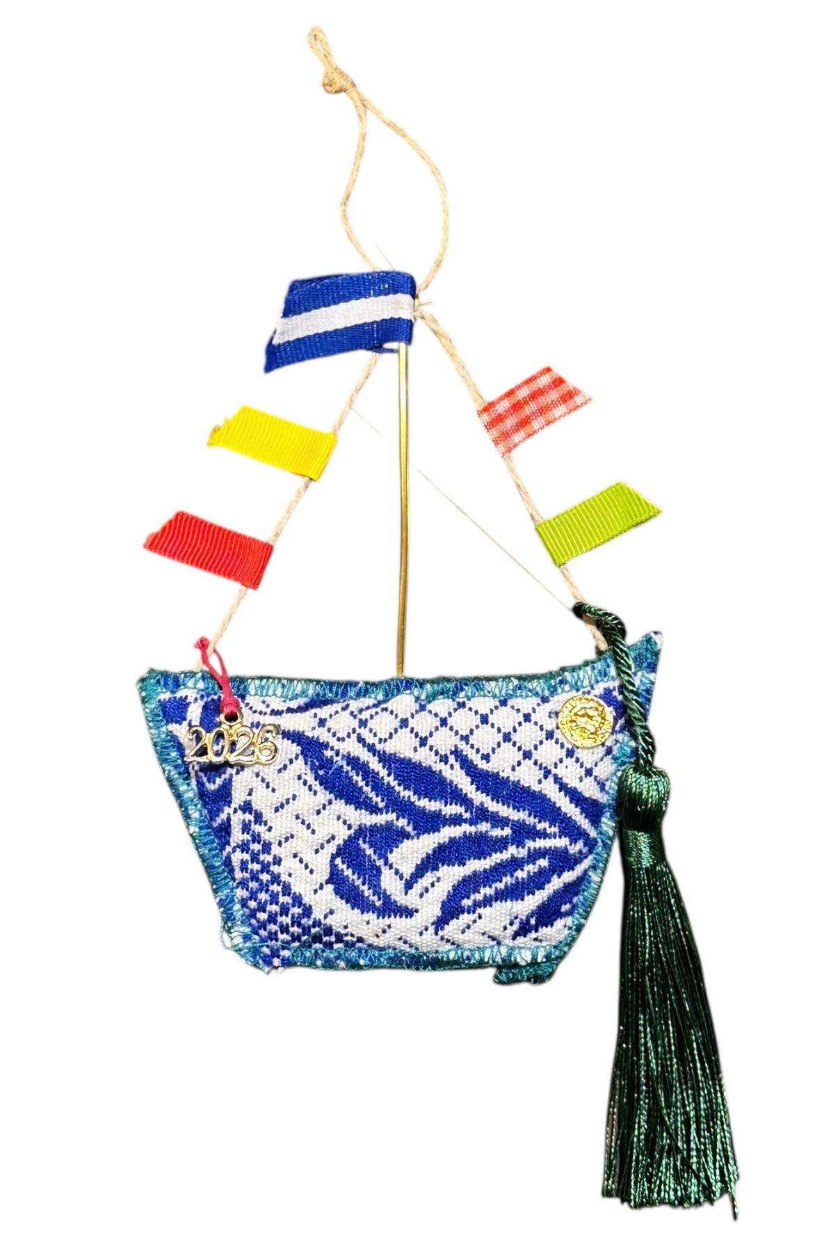 Maria Davilla - Χειροποίητο Καραβάκι από Υφαντό Με Σημαιάκια Μπλε & Γαλάζιο