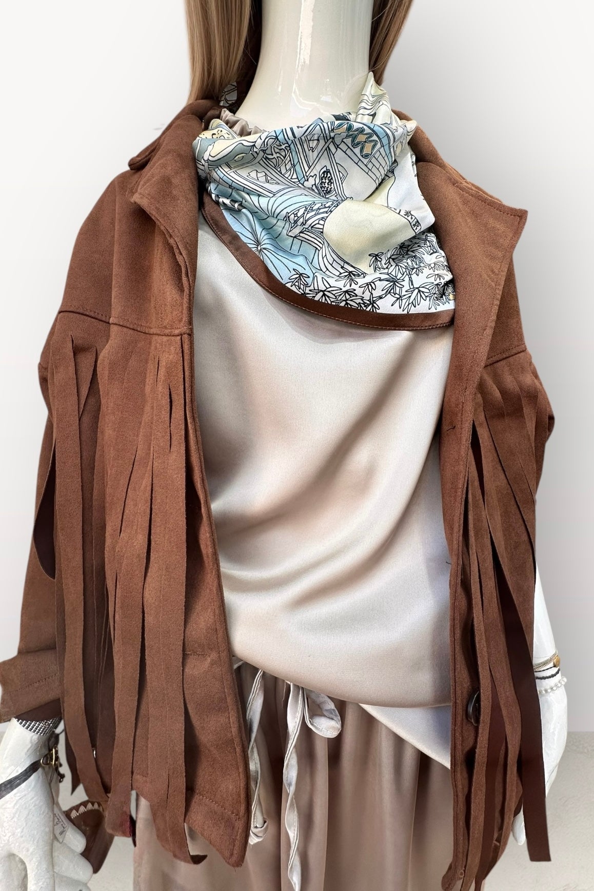 Charizma - Oversized Τζάκετ με Κρόσσια τύπου Σουέτ