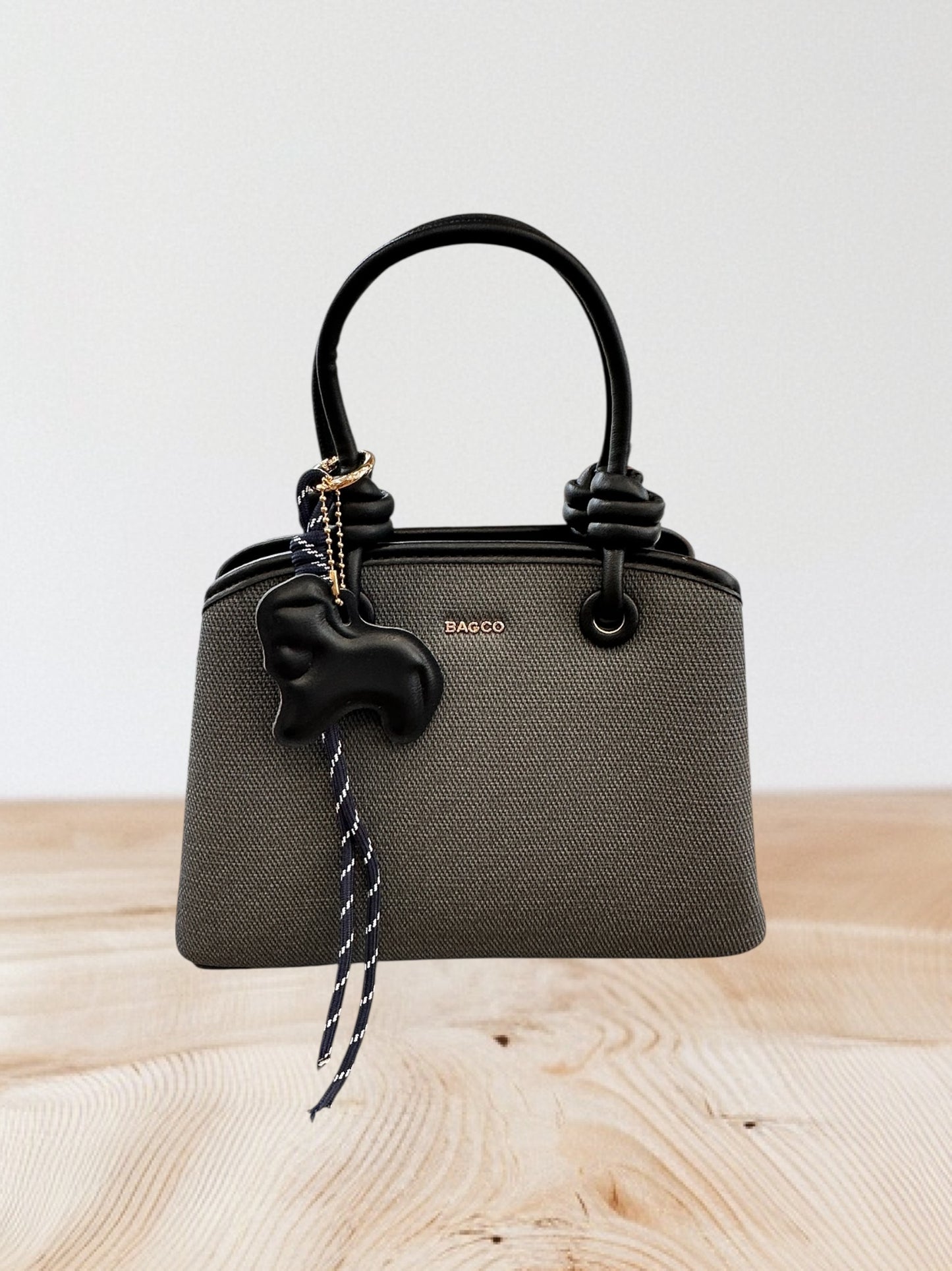 BAGCO - Τσαντάκι Χειρός & Ώμου με Διακοσμητικό Charm Μαύρο