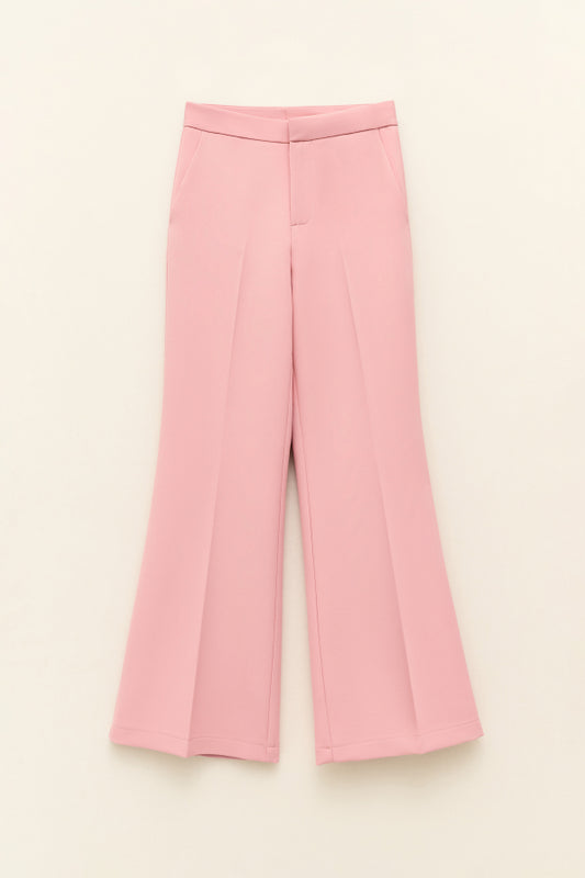 Lumina - Flared Παντελόνι με Πιέτα και Πλαϊνές Τσέπες Ροζ