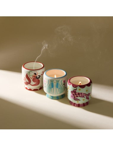 Paddywax Adopo Blue Cheetahs - Κεραμικό κερί σόγιας, Linen & Orris 226gr & Σπίρτα 75 τεμ
