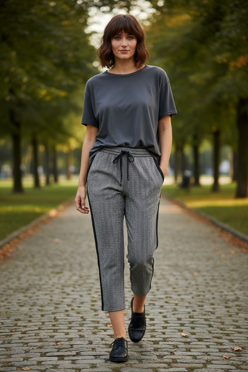 Figaro - Ψηλόμεσο Μαύρο Ψαροκόκαλο Παντελόνι με Ρίγα στο Πλάι και Λάστιχο