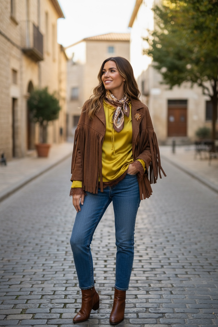 Charizma - Oversized Τζάκετ με Κρόσσια τύπου Σουέτ