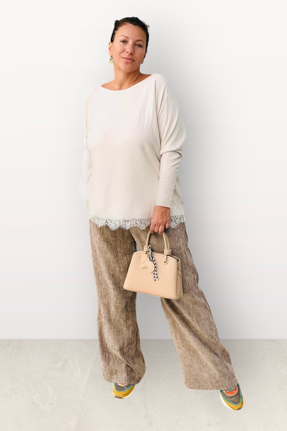 Lumina - Παντελόνι με Λάστιχο Πίσω, Πλαϊνές Τσέπες & Φερμουάρ Μπεζ