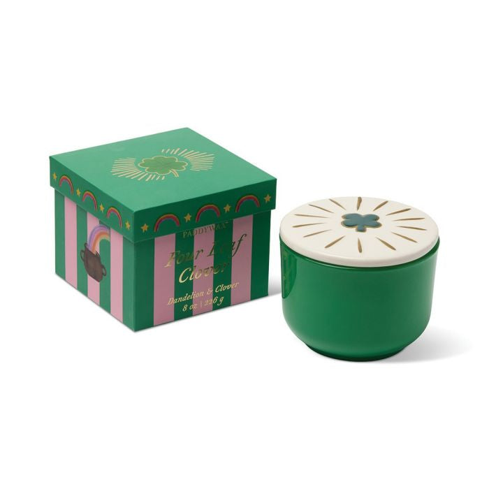 Paddywax Charmed  - Green 4 Leaf Clover - Dandelion & Clover κερί σόγιας σε πράσινο γυάλινο δοχείο 226gr
