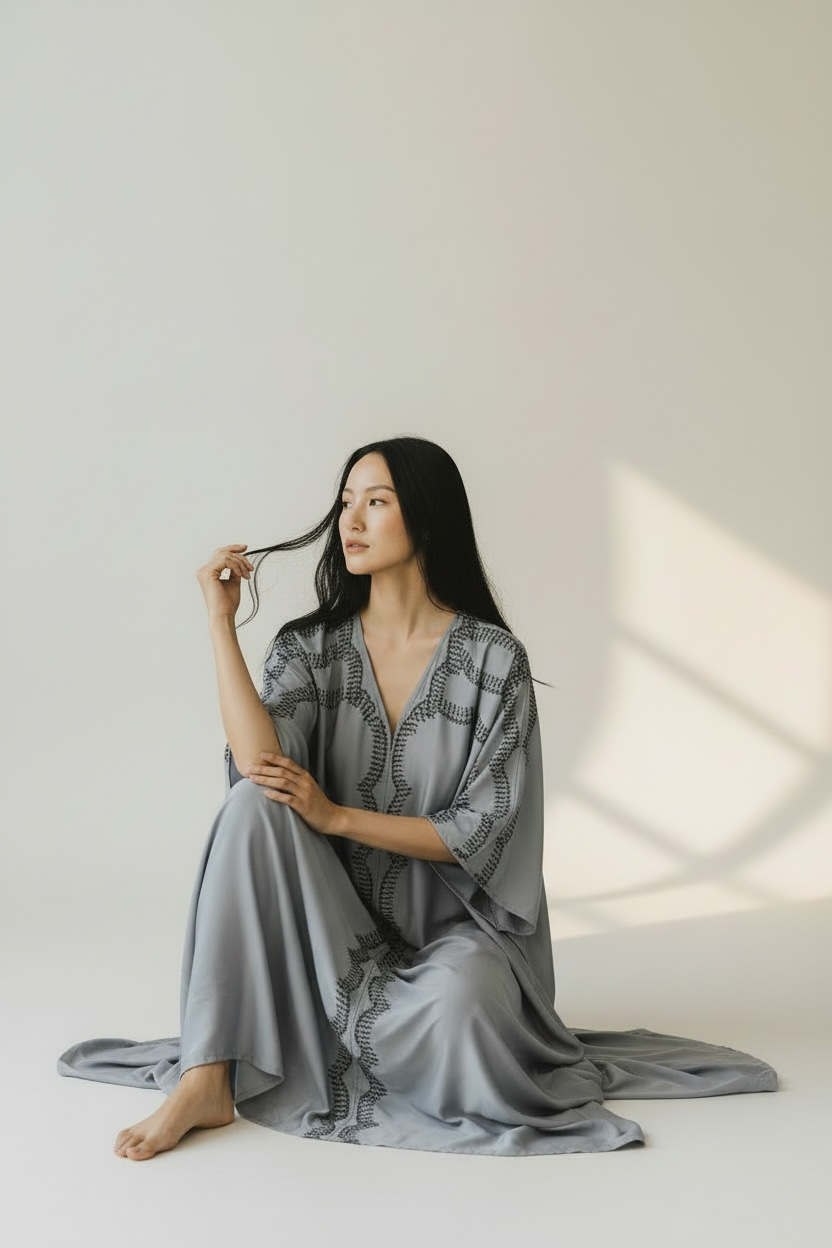 Charizma - Καφτάνι Με Διακοσμητικά Στρας & Αέρινη Γραμμή Γαλάζιο