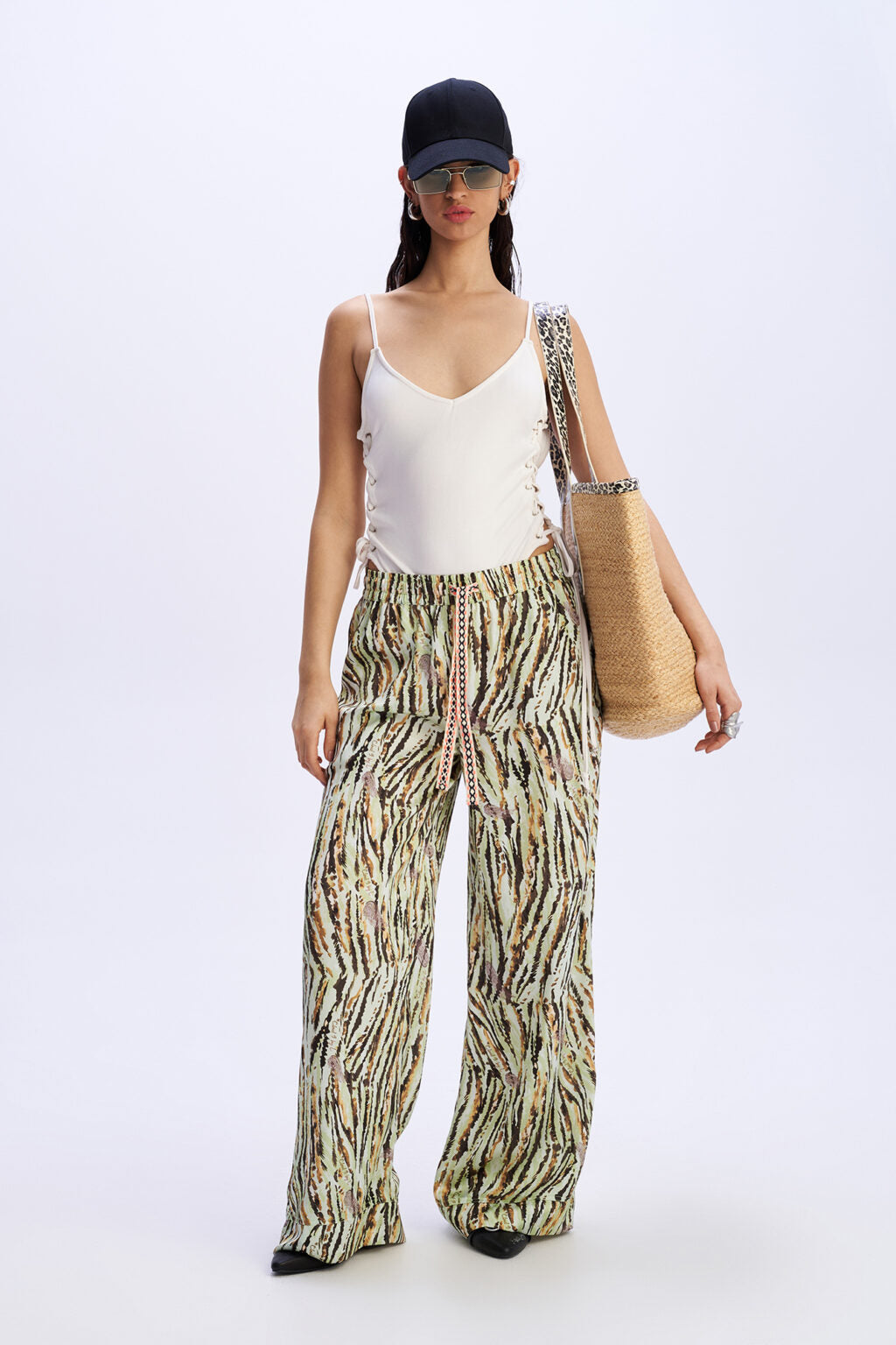 C9 Cloud 9 Midnight Riot -  Πράσινο Animal Printed Φαρδύ Παντελόνι