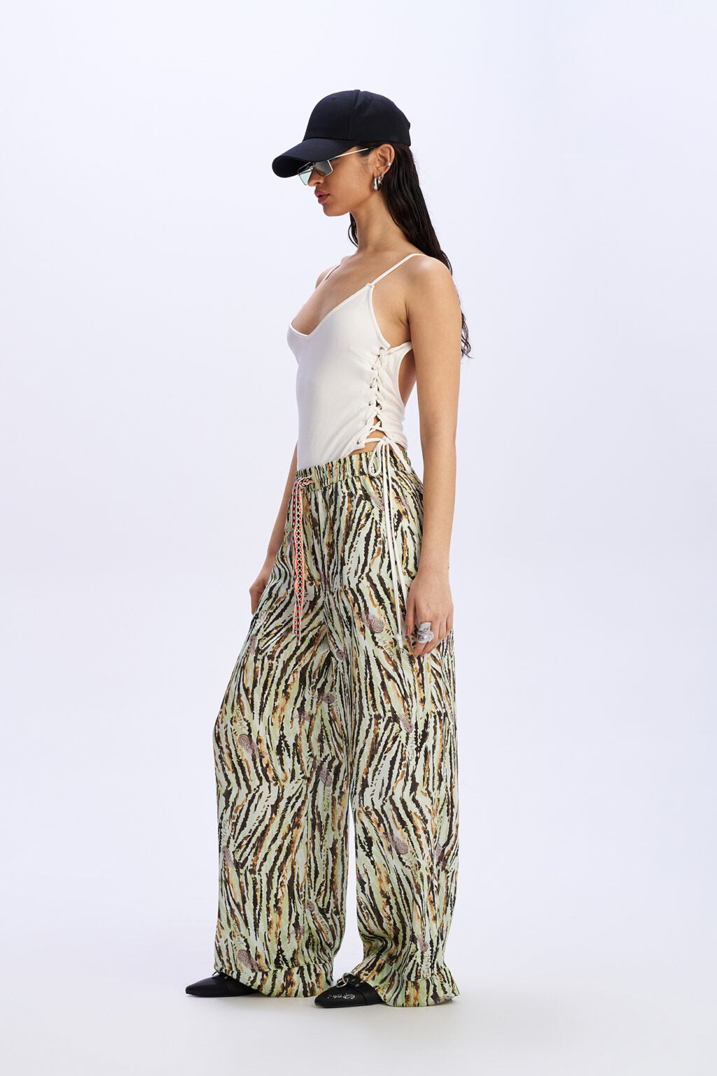 C9 Cloud 9 Midnight Riot -  Πράσινο Animal Printed Φαρδύ Παντελόνι