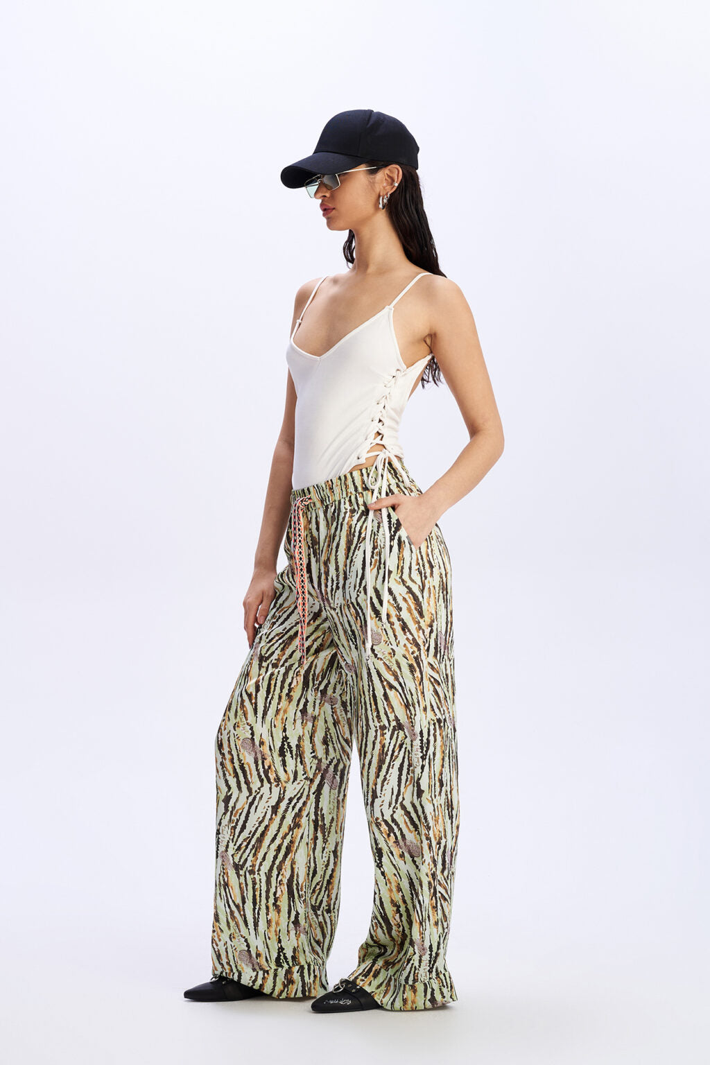 C9 Cloud 9 Midnight Riot -  Πράσινο Animal Printed Φαρδύ Παντελόνι