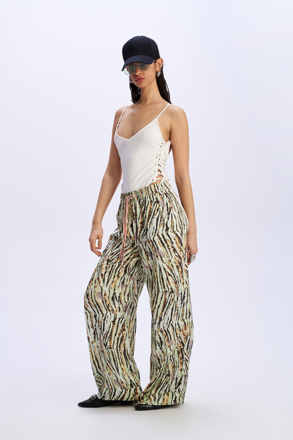 C9 Cloud 9 Midnight Riot -  Πράσινο Animal Printed Φαρδύ Παντελόνι