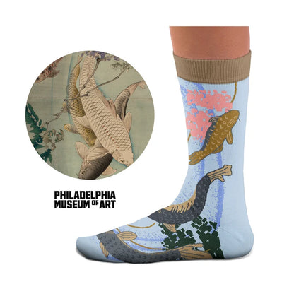 Sock Affairs - Carps Swimming Beneath a Wisteria Arbor by Tsukioka Yoshitoshi