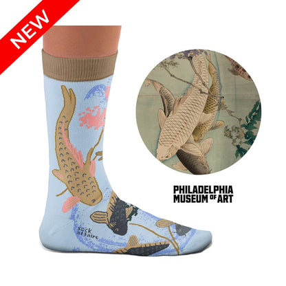 Sock Affairs - Carps Swimming Beneath a Wisteria Arbor by Tsukioka Yoshitoshi
