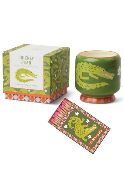 Paddywax A dopo Crocodile - Κεραμικό κερί σόγιας, Prickly Pear 226gr & Σπίρτα 75 τεμ