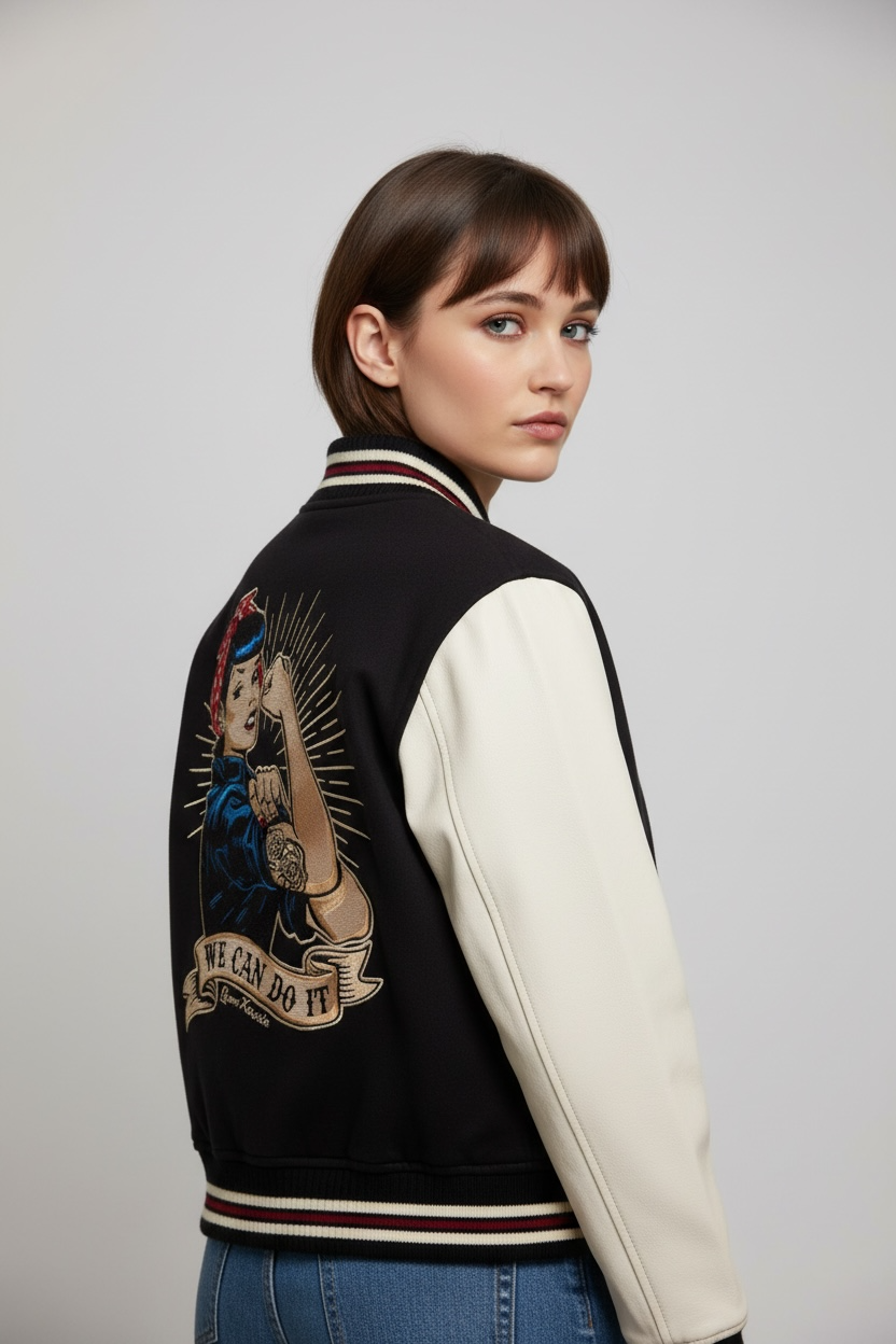 Queen Kerosin - Κολεγιακό Τζάκετ «We Can Do It» Μαύρο