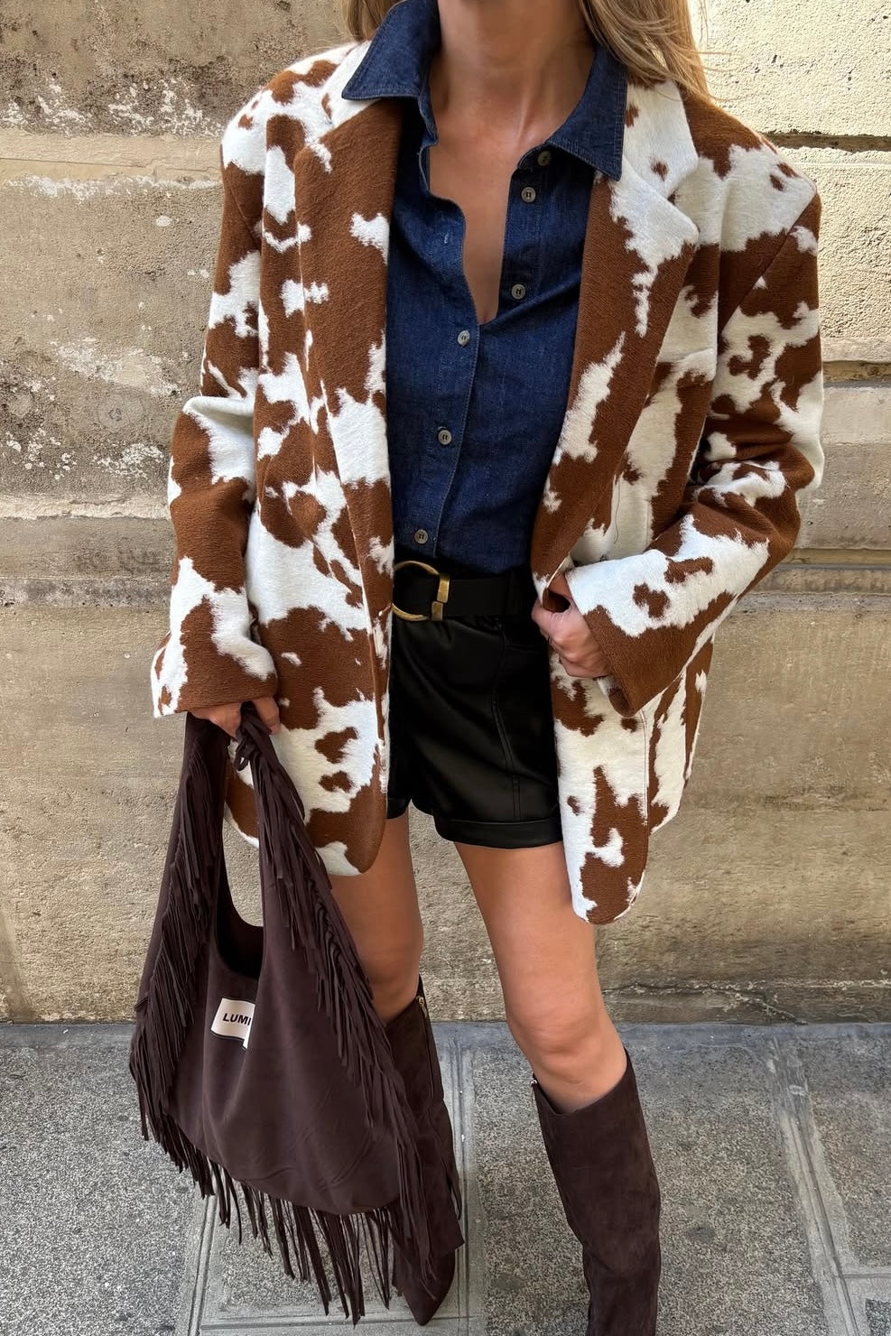 Lumina - Oversize Animal Print Σακάκι σε Καφέ & Εκρού