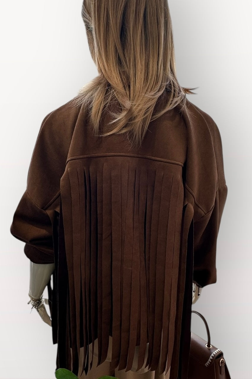 Charizma - Oversized Τζάκετ με Κρόσσια τύπου Σουέτ