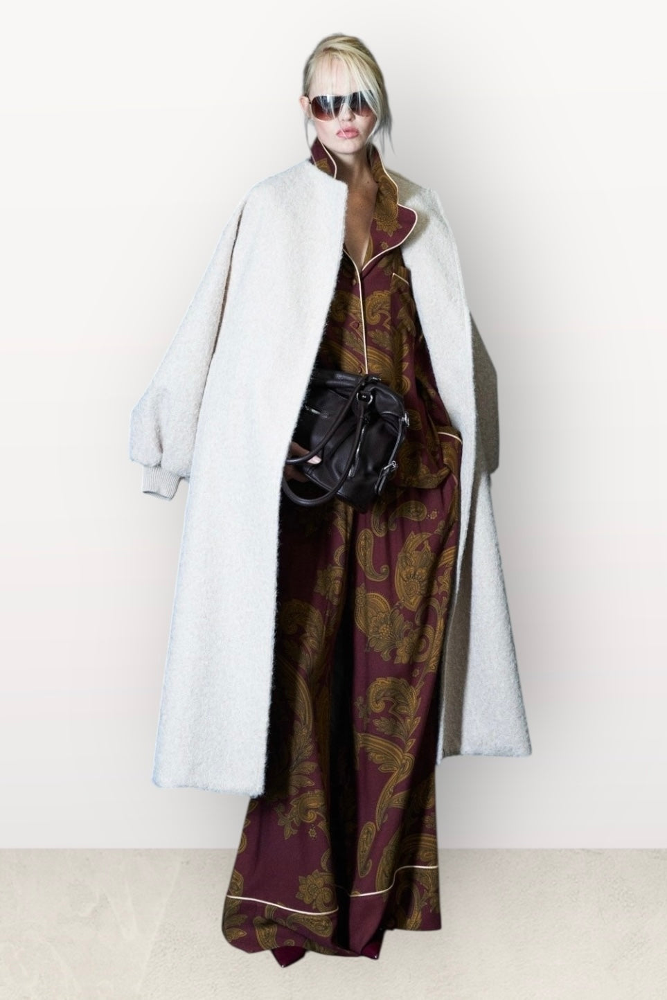 Lumina - PJ Chic Style Σετ Παντελόνα με Πουκαμίσα σε Λαχούρια Μπορντώ