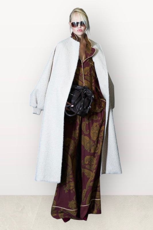 Lumina - PJ Chic Style Σετ Παντελόνα με Πουκαμίσα σε Λαχούρια Μπορντώ