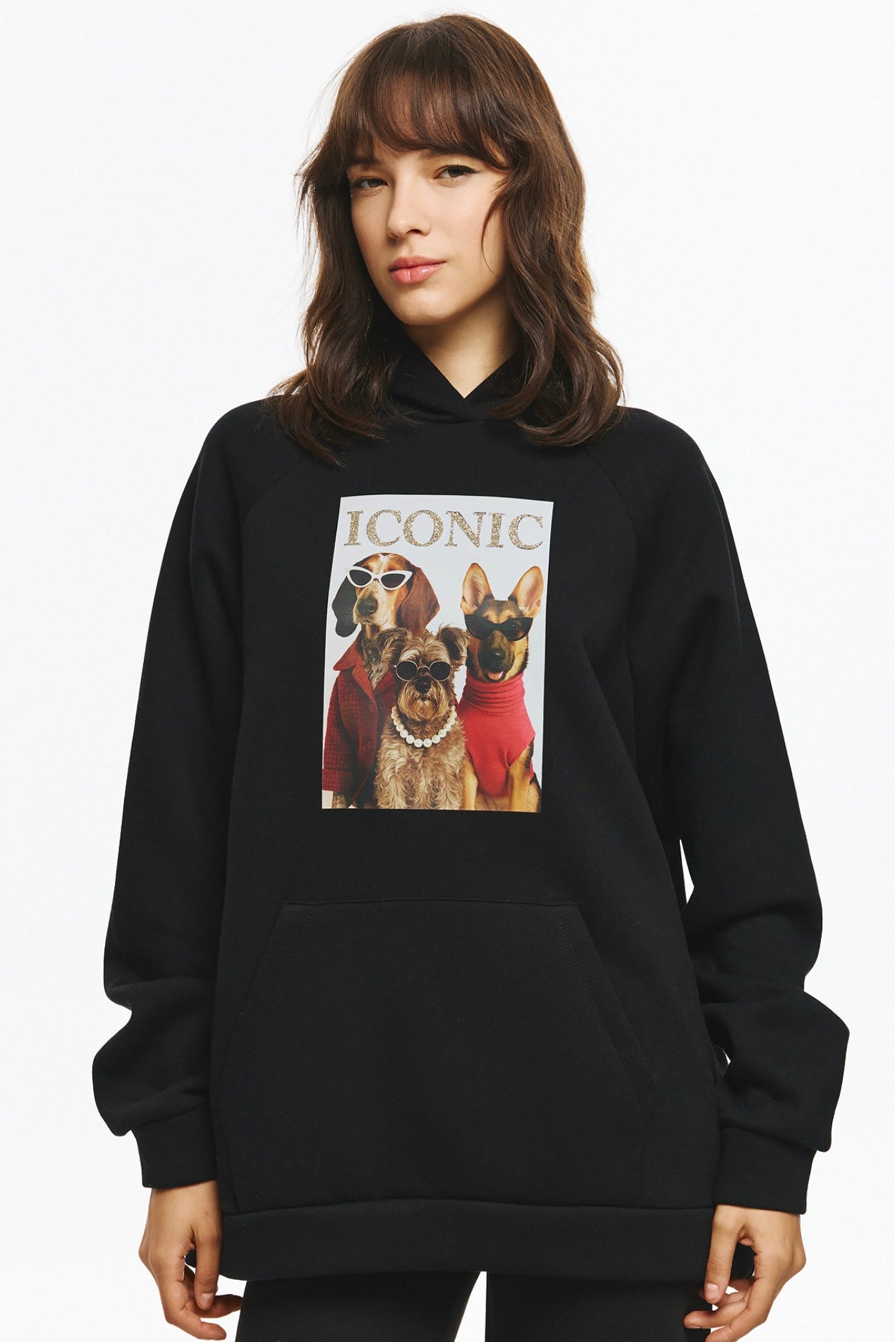 Unitee- Φούτερ Μπλούζα Μαύρο με Κουκούλα Iconic