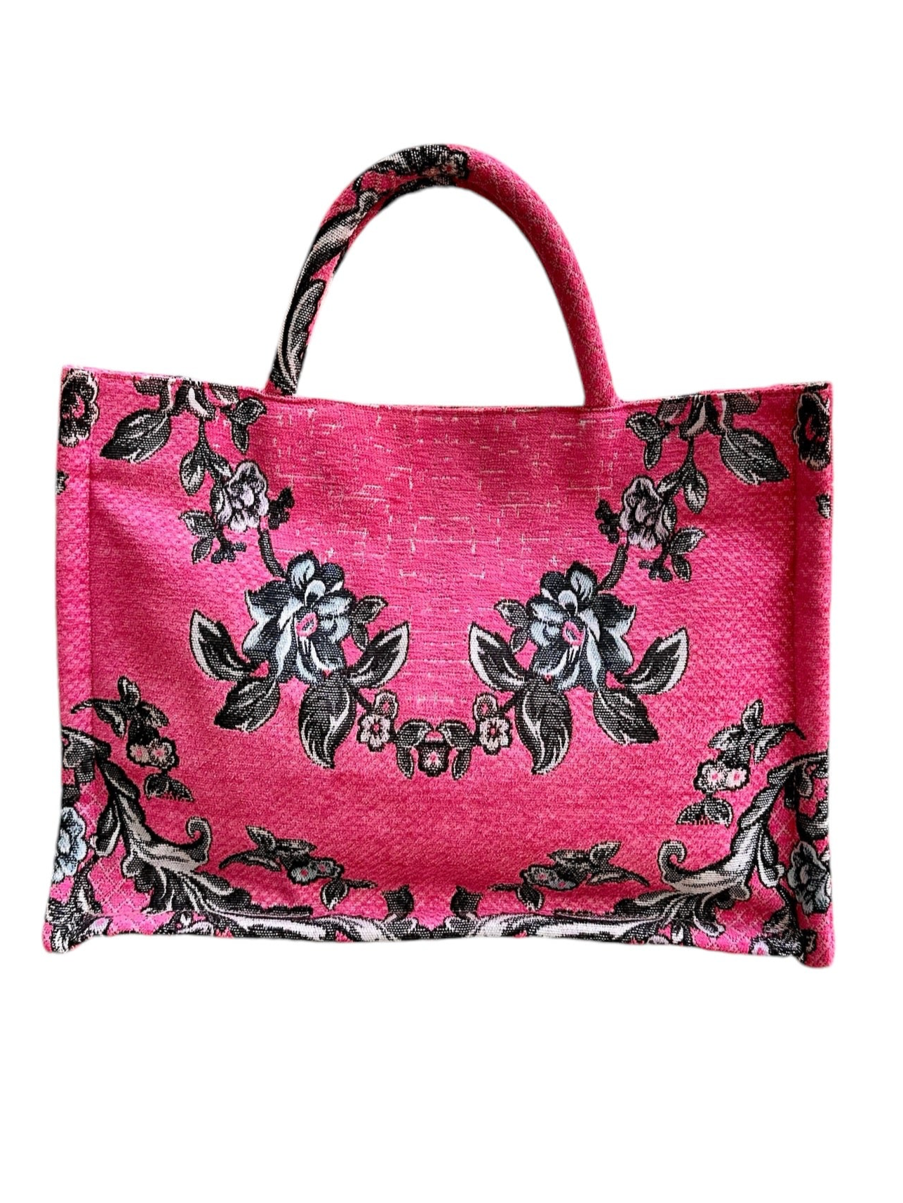 Tote Τσάντα Βελούδο Φούξια Ταπισερί