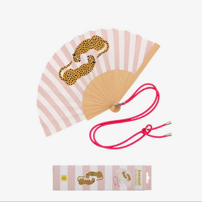Woom – Pink Stripes Leopard Βεντάλια με Λουράκι Ώμου & Gift Box