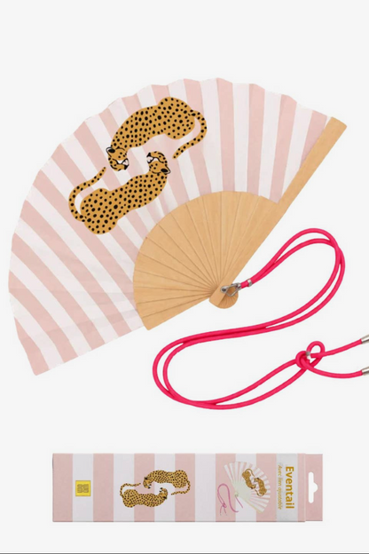 Woom – Pink Stripes Leopard Βεντάλια με Λουράκι Ώμου & Gift Box
