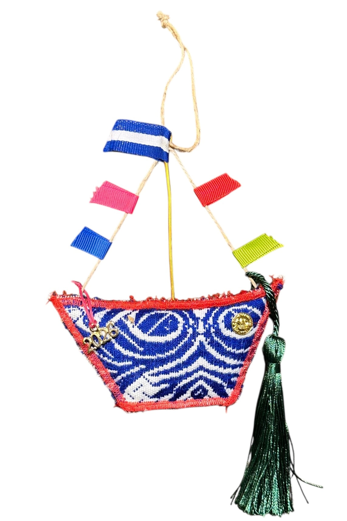 Maria Davilla - Χειροποίητο Καραβάκι από Υφαντό Με Σημαιάκια Μπλε & Κόκκινο
