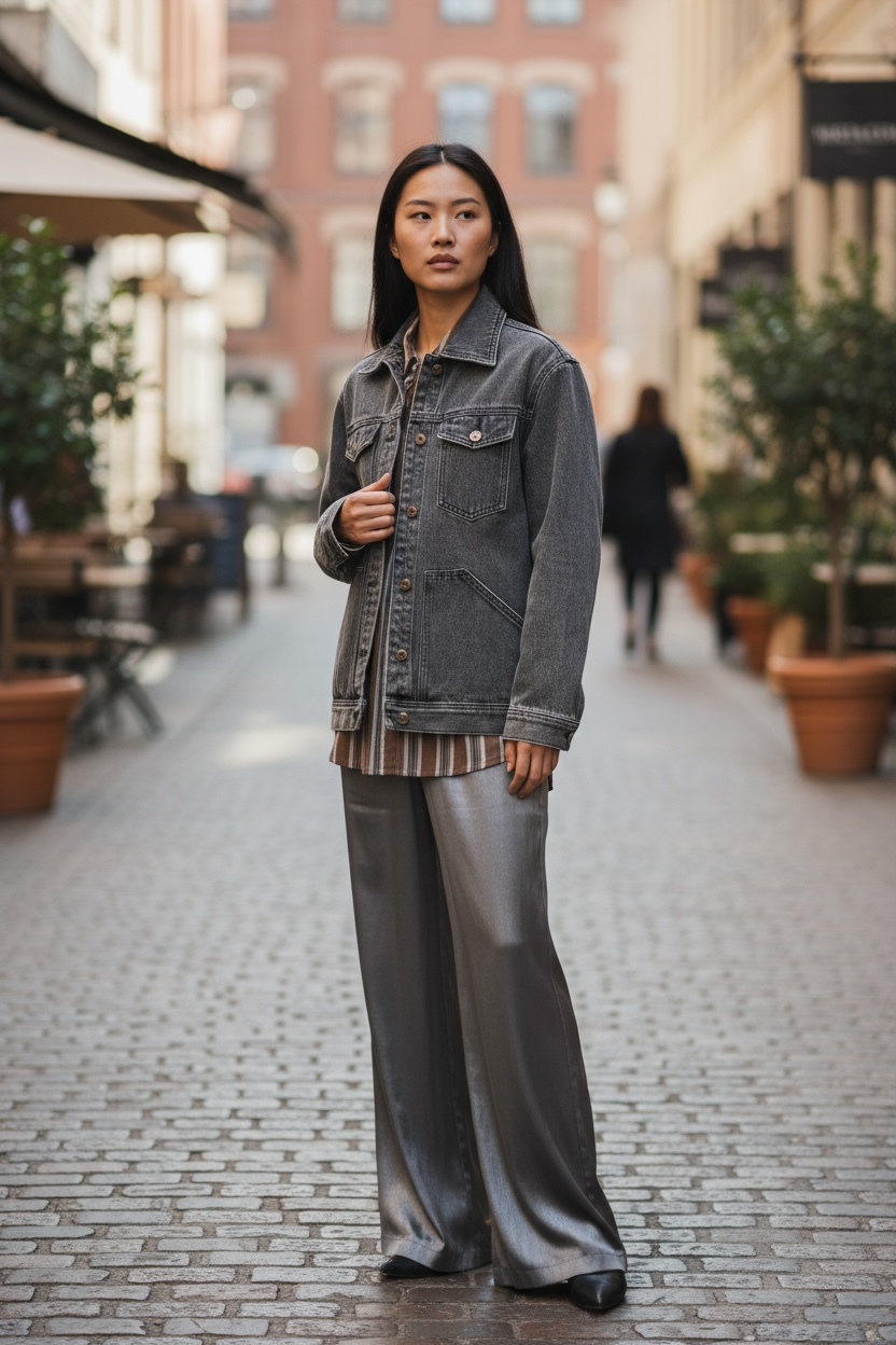 Cache Cache - Παντελόνι Rayon Γκρι Μεταλιζέ