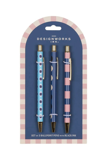 Designworks A Dopo Eye, Moon, Stripe – Σετ 3 Στυλό Με Διαφορετικά Σχέδια