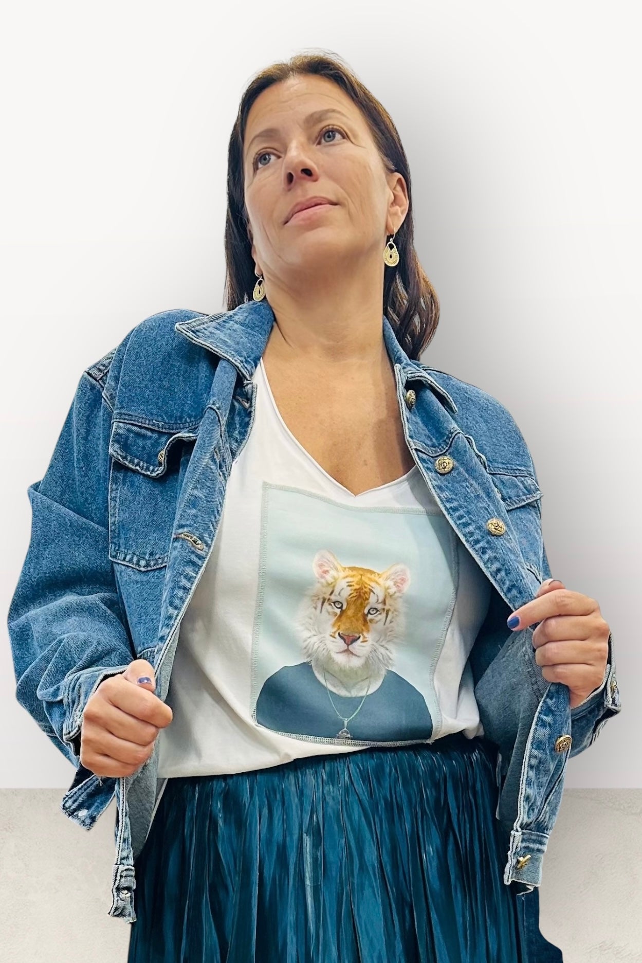 Charizma - Jean Σκούρο Πουκάμισο ή Μπουφάν Με Ασύμμετρες Τσέπες