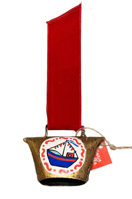 Maria Davilla - Χειροποίητο Ζωγραφισμένο Μεταλλικό Κουδούνι Καραβάκι