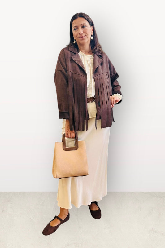 Charizma - Oversized Τζάκετ με Κρόσσια τύπου Σουέτ